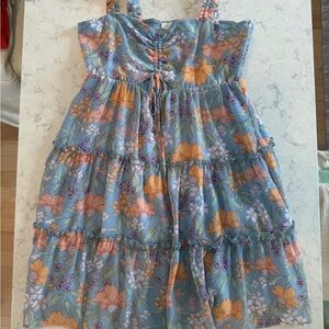 Lush teens Floral Dress in Blue and Orange Nordstrom- Young Women/Teen dress